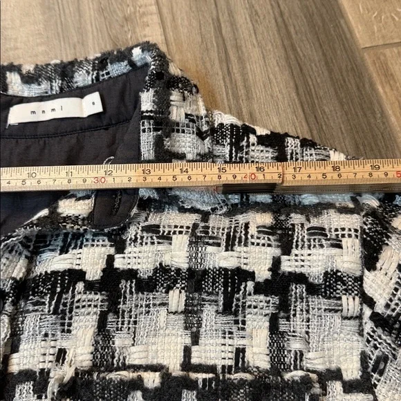 MNML Men’s Raw Edge Flannel Shirt White And Black Size Small‎